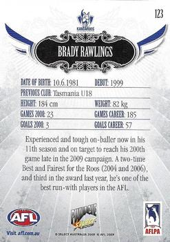 2009 Select AFL Pinnacle #123 Brady Rawlings Back